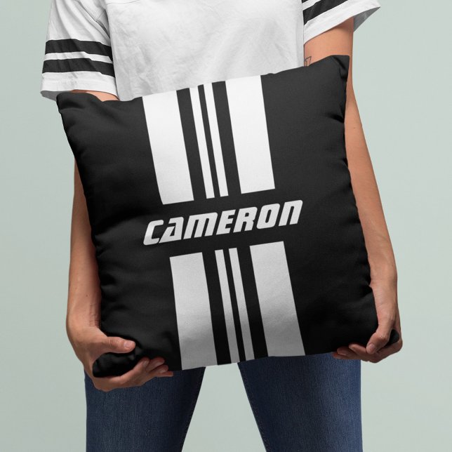 Your Name Fully Custom Colours Racing Stripes 1 Throw Pillow (Creator Uploaded)