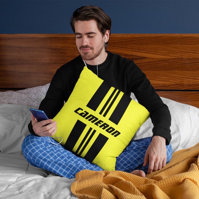 Your Name Fully Custom Colours Racing Stripes 1 Throw Pillow (Creator Uploaded)