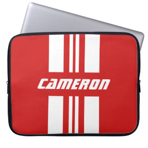 Your Name Fully Custom Colours Racing Stripes Laptop Sleeve