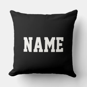 YOUR NAME Fun Athletic Text On Bold Modern Black Throw Pillow