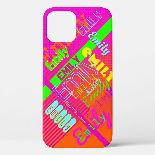 Your Name | Fun Colourful 80's 90's Retro Inspired Case-Mate iPhone Case (Back)