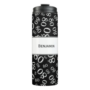 Your Name - Gold/Black Number 80 Random Pattern Thermal Tumbler