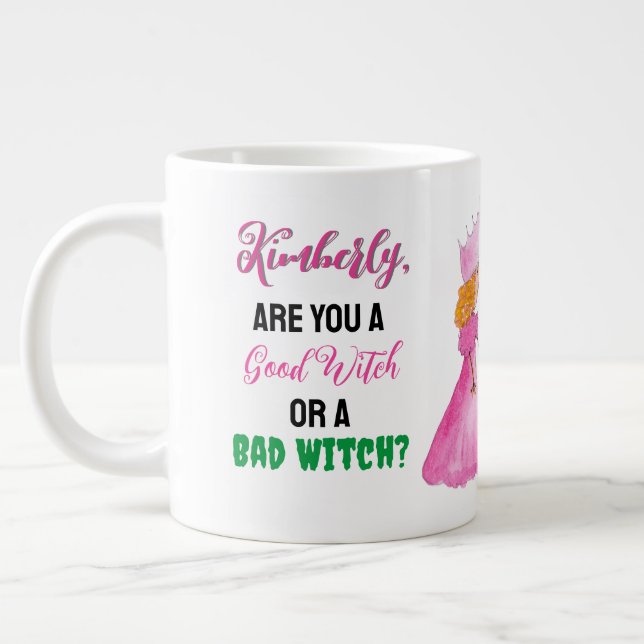 Your Name Good Witch or Bad Witch? Personal Coffee Large Coffee Mug (Left)