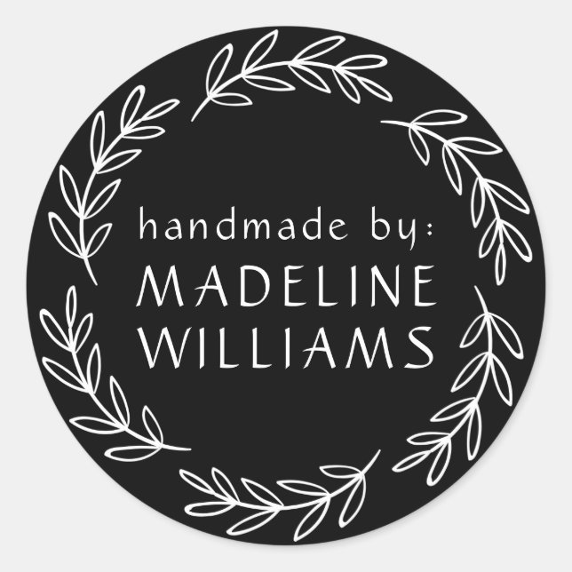 Your Name | Handmade By Classic Round Sticker (Front)