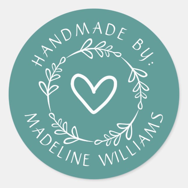 Your Name | Handmade By Classic Round Sticker (Front)