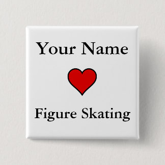 (Your Name) Hearts Figure Skating 2 Inch Square Button