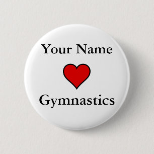 (Your Name) Hearts Gymnastics 2 Inch Round Button