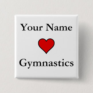 (Your Name) Hearts Gymnastics 2 Inch Square Button