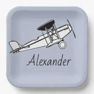 Your Name Here Boy Vintage Airplane Dinner Plate