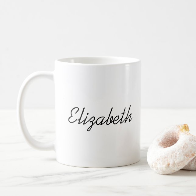 Your Name Here Calligraphy Template Trendy Coffee Mug (With Donut)