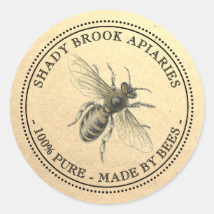 Your Name Here Custom Apiary Beekeeper Colour Bee Classic Round Sticker