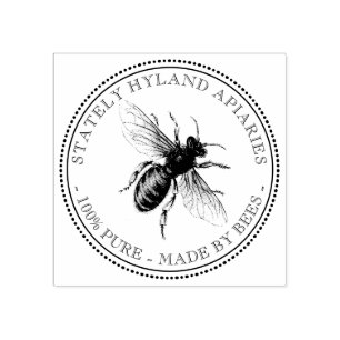Your Name Here Custom Apiary Beekeeper Colour Bee Rubber Stamp