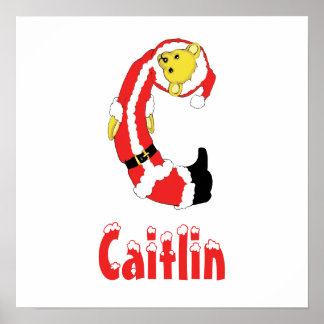 Your Name Here! Custom Letter C Teddy Bear Santas Poster