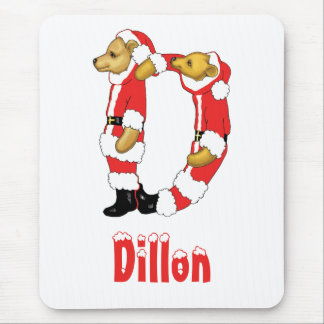 Your Name Here! Custom Letter D Teddy Bear Santas Mouse Pad