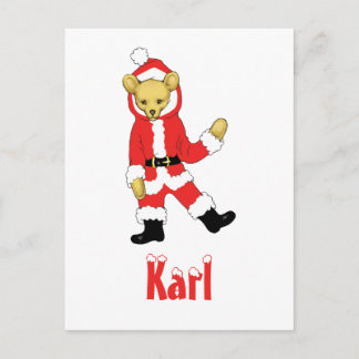 Your Name Here! Custom Letter K Teddy Bear Santas Holiday Postcard