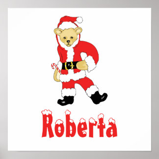 Your Name Here! Custom Letter R Teddy Bear Santas Poster