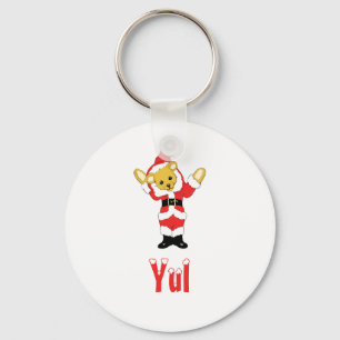 Your Name Here! Custom Letter Y Teddy Bear Santas Keychain