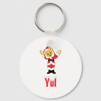 Your Name Here! Custom Letter Y Teddy Bear Santas Keychain