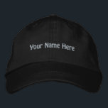 Your Name Here Custom Lovely Black Colour Embroidered Hat<br><div class="desc">Type your Name Text or Word Hats,  Black Colour Hats

It is Cool and Handsome Embroidered Cap

Elegant Embroidered</div>