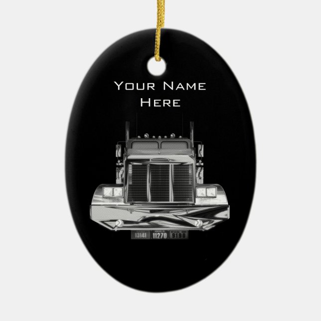 YOUR NAME HERE - Custom Rear-View Mirror Truck Ceramic Ornament (Front)