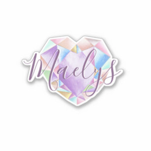   Your Name Here Cute Pastel Rainbow Heart Diamond