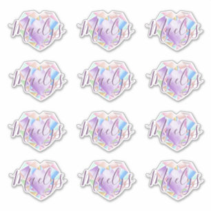 Your Name Here Cute Pastel Rainbow Heart Diamond