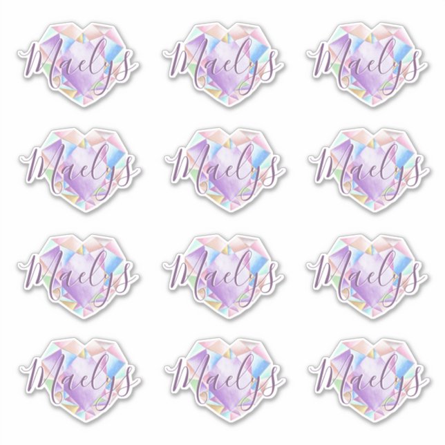   Your Name Here Cute Pastel Rainbow Heart Diamond (Front)
