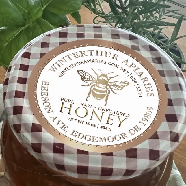 Your Name Here Editable Gold Honey Jar Bee Label (Creator Uploaded)
