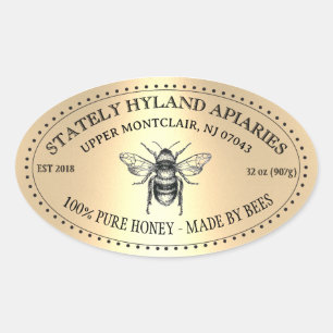 Your Name Here Gold Vintage Honey Jar Oval Label