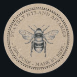Your Name Here Kraft Vintage Honey Jar Lid Label 2<br><div class="desc">Personalize with your own business name! Great for beekeepers.</div>