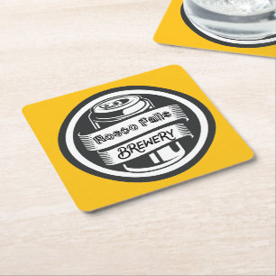 Your Name Here Logo Brewery Theme Square Paper Coaster