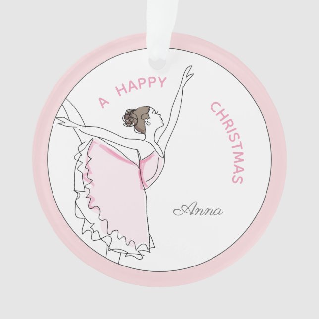 Your Name Here Pink Ballerina Christmas Ornament (Front)