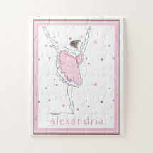 Your Name Here Pink Ballerina Polka Dot Puzzle