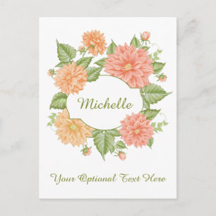 Your Name in a Flower Frame custom postcard