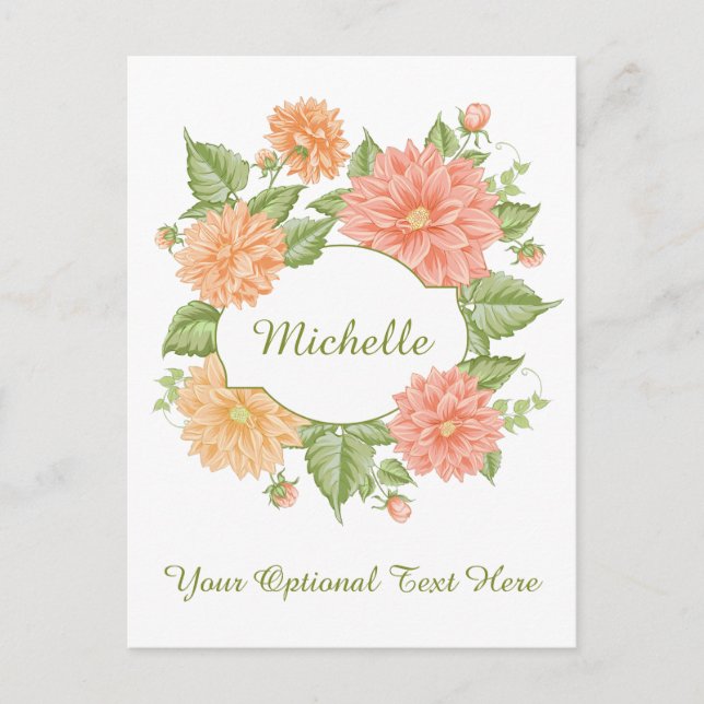 Your Name in a Flower Frame custom postcard (Front)