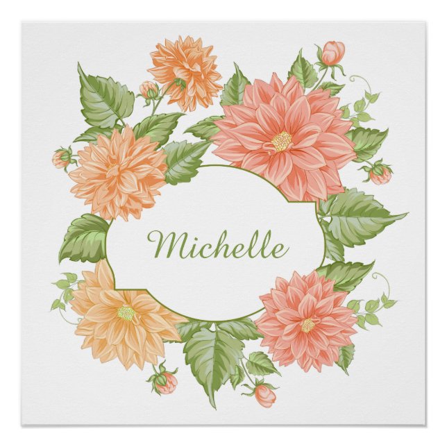 Your Name in a Flower Frame custom poster (Front)