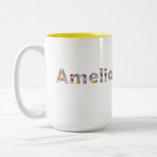 Your name in artsy floral letters / Amelia Two-Tone Coffee Mug