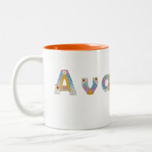 Your name in artsy floral letters / Ava Two-Tone Coffee Mug