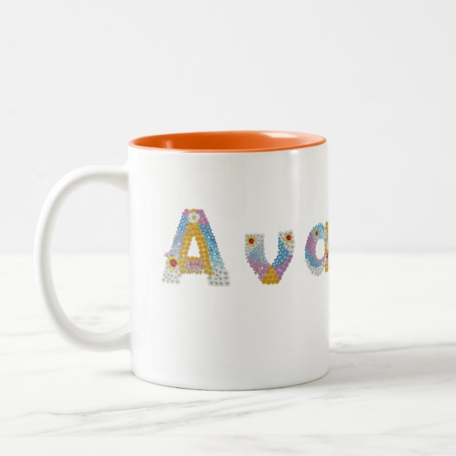 Your name in artsy floral letters / Ava Two-Tone Coffee Mug (Left)