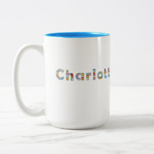 Your name in artsy floral letters / Charlotte Two- Two-Tone Coffee Mug