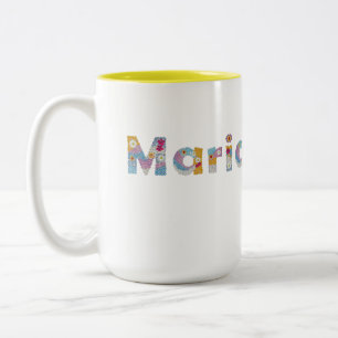 Your name in artsy floral letters / Maria Two-Tone Coffee Mug