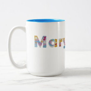 Your name in artsy floral letters / Mary Two-Tone  Coffee Mug
