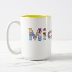 Your name in artsy floral letters / Mia Two-Tone Coffee Mug