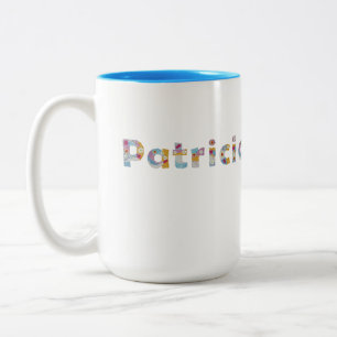 Your name in artsy floral letters / Patricia Two-T Two-Tone Coffee Mug