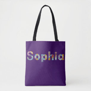 Your name in artsy floral letters / Sophia Tote Ba Bag