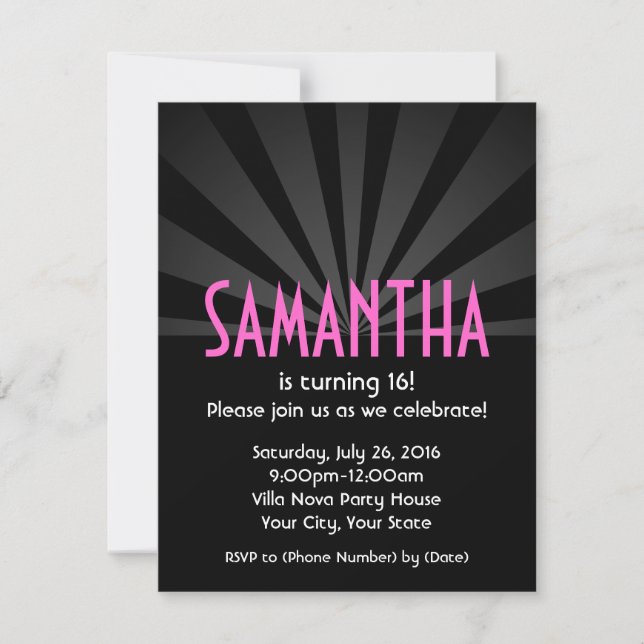 Your Name in Lights Birthday Party Invitations (Front)