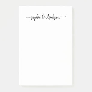 Your Name in Modern Script   Black and White Post-it Notes