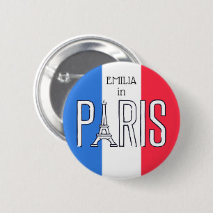 [your name] in Paris - Eiffel Tower typography 2 Inch Round Button