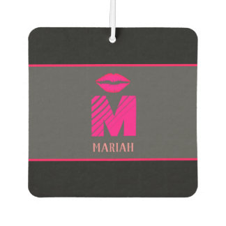 YOUR NAME & INITIAL pink kisses auto decor Air Freshener