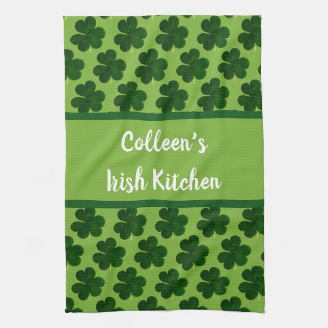 Your Name Irish Kitchen St Patrick's Day Towel (Vertical)